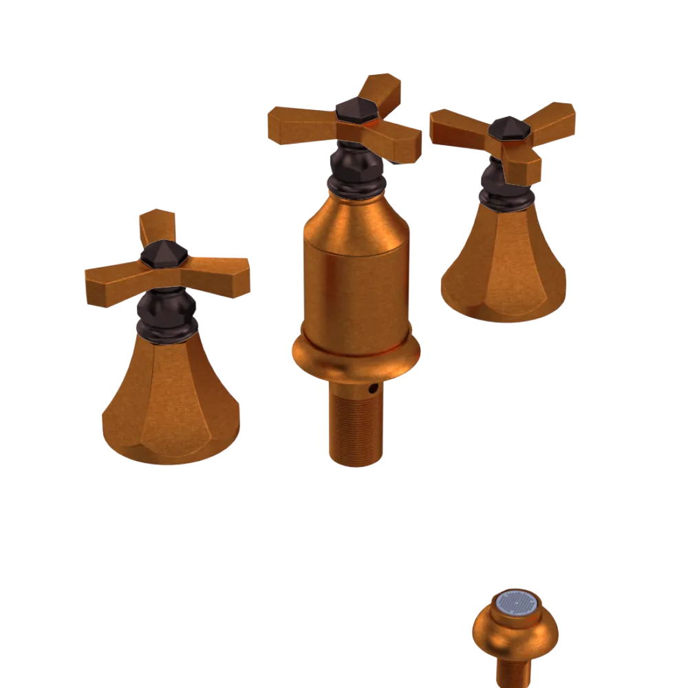 Rubinet Bidet Fitting with Spray, Diverter, and Vacum Breaker (Less Drain) Antique Copper Matt