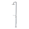 Rubinet Pressure Balance Outdoor Shower with Foot Rinse & 10" Shower Head (with shelf) - 304 Stainless Steel Chrome