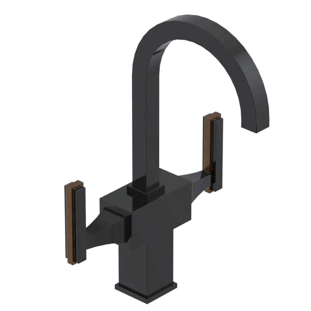 Rubinet Single Hole Dual Handle Lav. Set. (less drain) Black