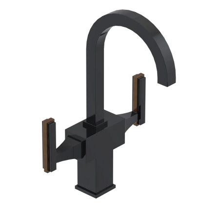 Rubinet Single Hole Dual Handle Lav. Set. (less drain) Black