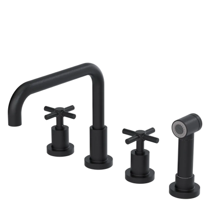 Rubinet Widespread Kitchen Set with Hand Spray Matt Black