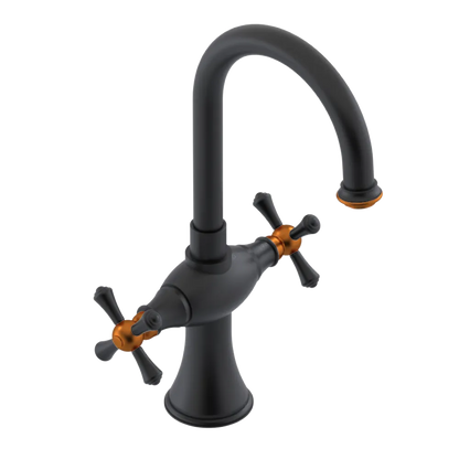 Rubinet Single Hole Dual Handle Lav. Set. (less drain) Matt Black