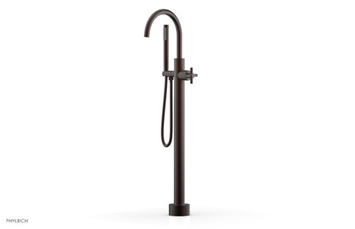 Phylrich BASIC Tall Floor Mount Tub Filler - Cross Handle with Hand Shower D131-44-01