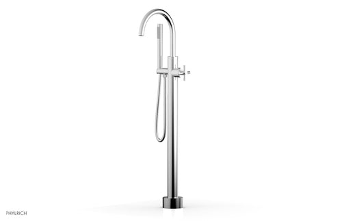 Phylrich BASIC Tall Floor Mount Tub Filler - Cross Handle with Hand Shower D131-44-01