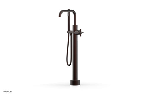 Phylrich BASIC Low Floor Mount Tub Filler - Cross Handle with Hand Shower D131-45-03