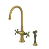 Rubinet Two Handle Single Hole Kitchen Set with Hand Spray Antique Brass Matt