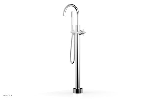 Phylrich BASIC Tall Floor Mount Tub Filler - Cross Handle with Hand Shower D132-44-01