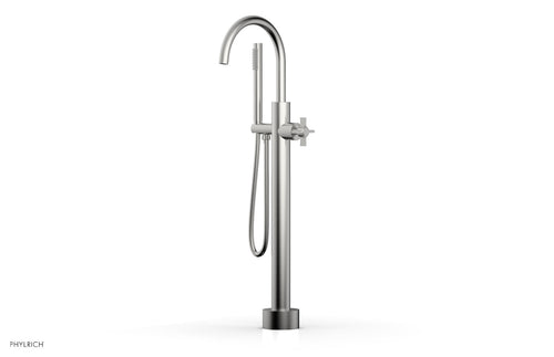 Phylrich BASIC Low Floor Mount Tub Filler - Cross Handle with Hand Shower D132-44-03