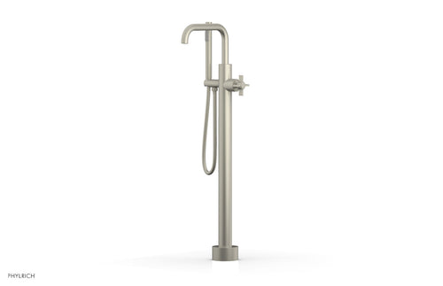 Phylrich BASIC Tall Floor Mount Tub Filler - Cross Handle with Hand Shower D132-45-01