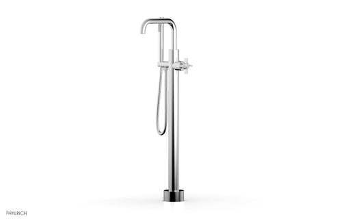 Phylrich BASIC Tall Floor Mount Tub Filler - Cross Handle with Hand Shower D132-45-01