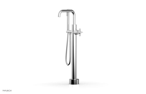 Phylrich BASIC Low Floor Mount Tub Filler - Cross Handle with Hand Shower D132-45-03