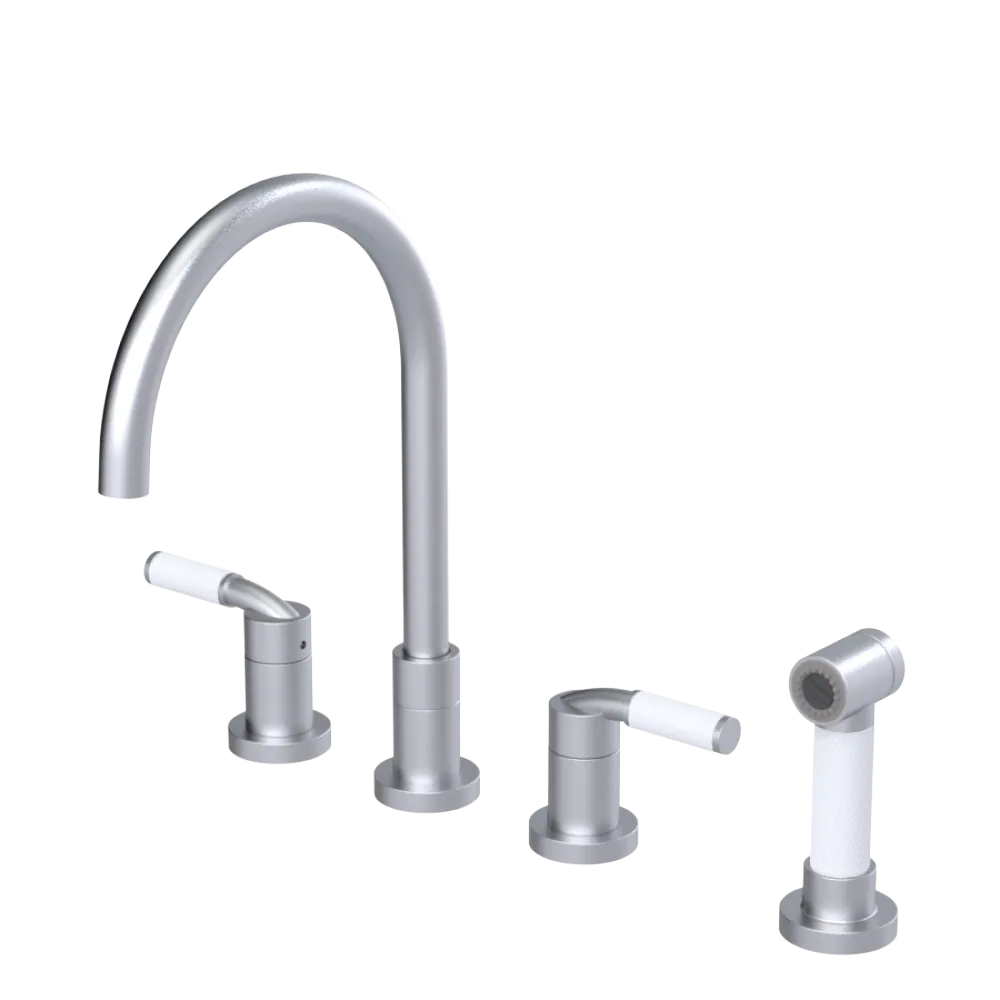 Rubinet Widespread Kitchen Set with Hand Spray Satin Chrome
