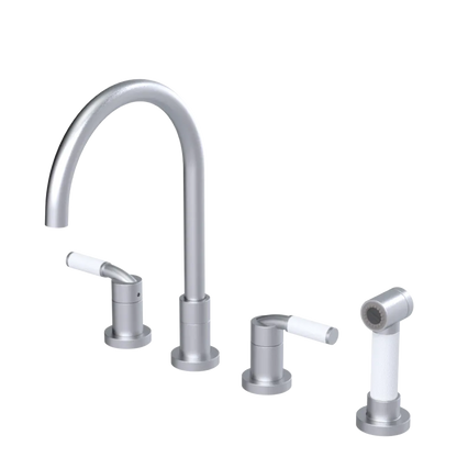 Rubinet Widespread Kitchen Set with Hand Spray Satin Chrome