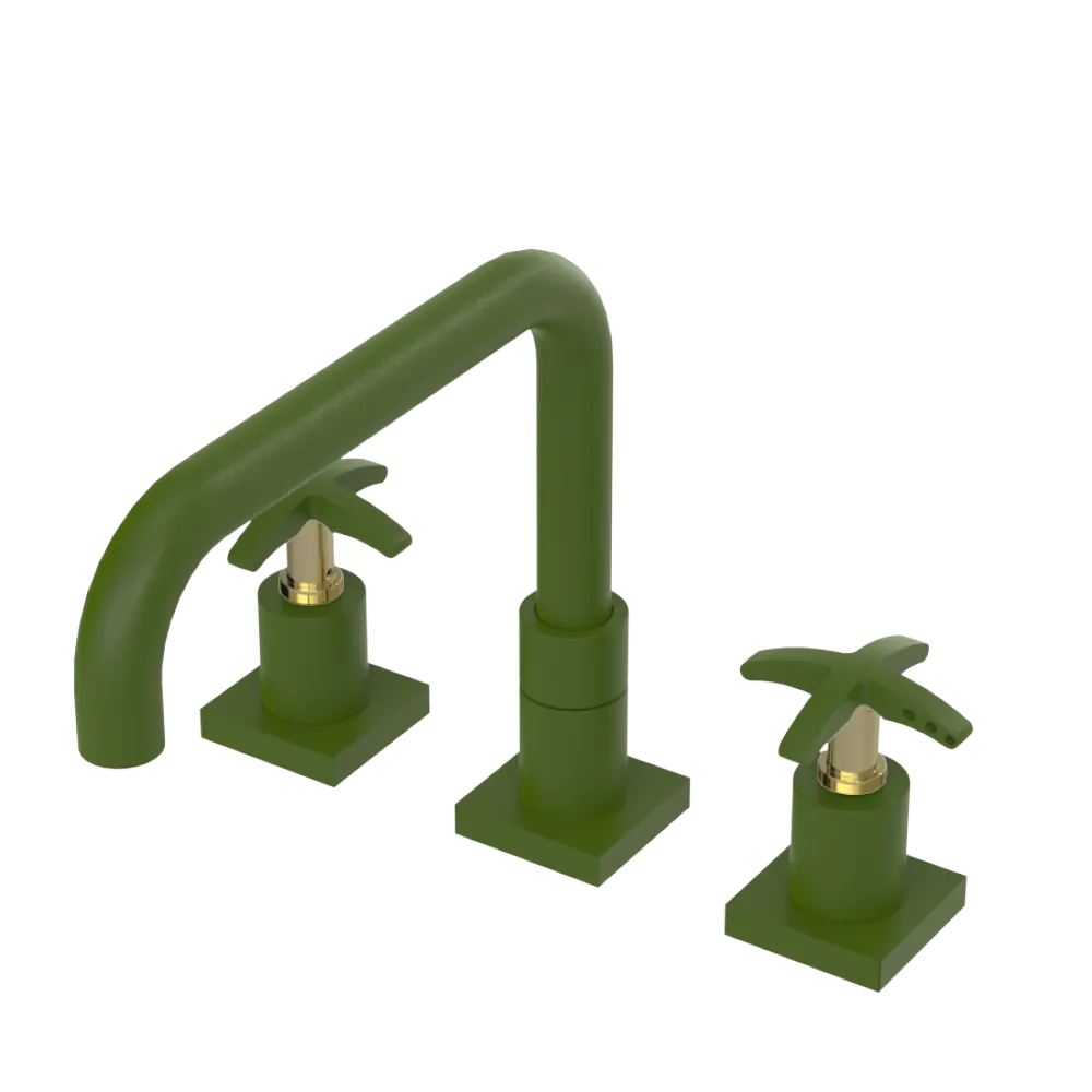 Rubinet Widespread Kitchen Set with Genesis Spout Green Envy
