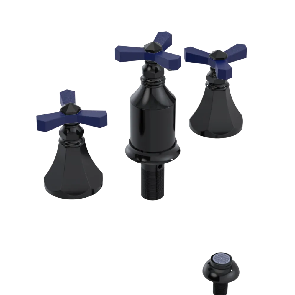 Rubinet Bidet Fitting with Spray, Diverter, and Vacum Breaker (Less Drain) Black