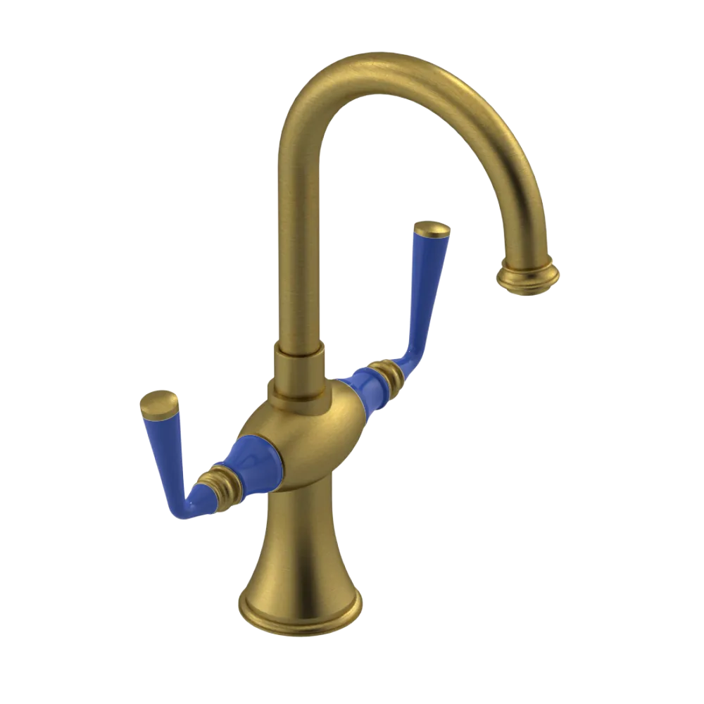 Rubinet Single Hole Dual Handle Lav. Set. (less drain) Antique Brass Matt