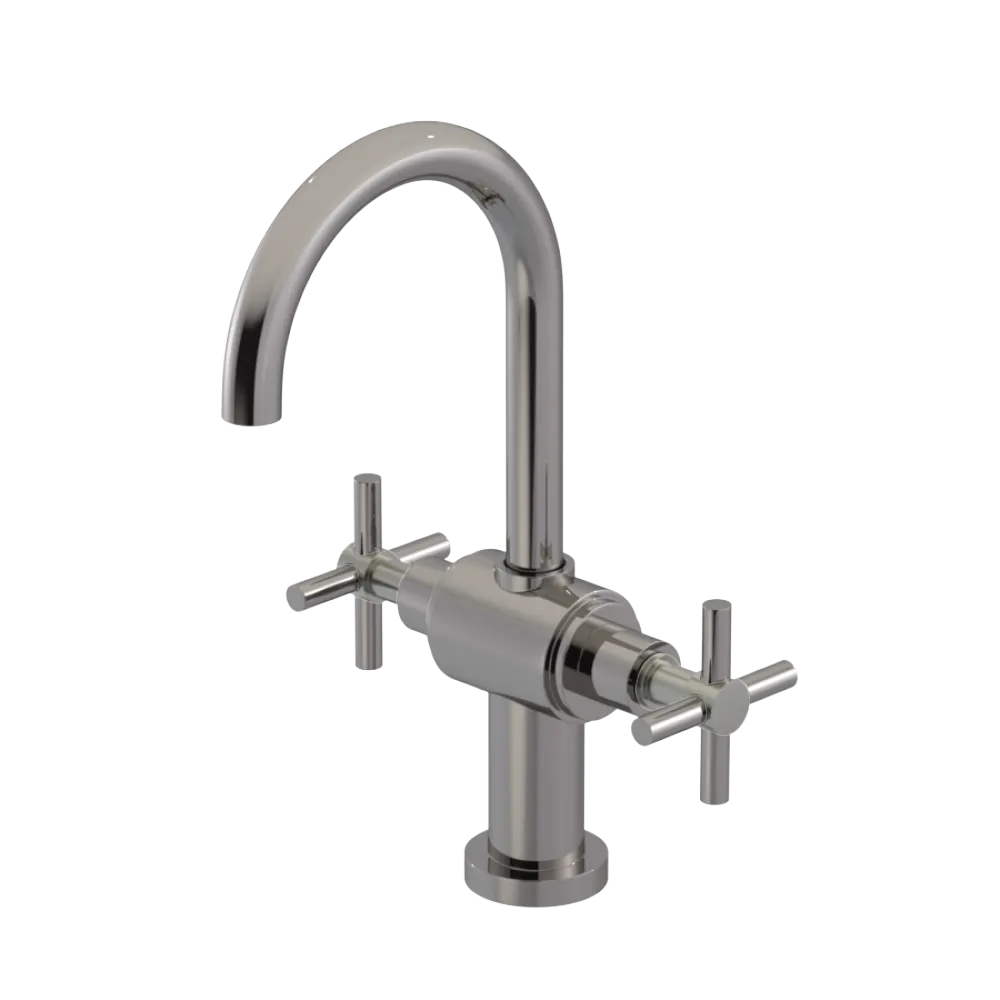 Rubinet Single Hole Dual Handle Lav. Set with LaSalle Spout (less drain) Polished Nickel