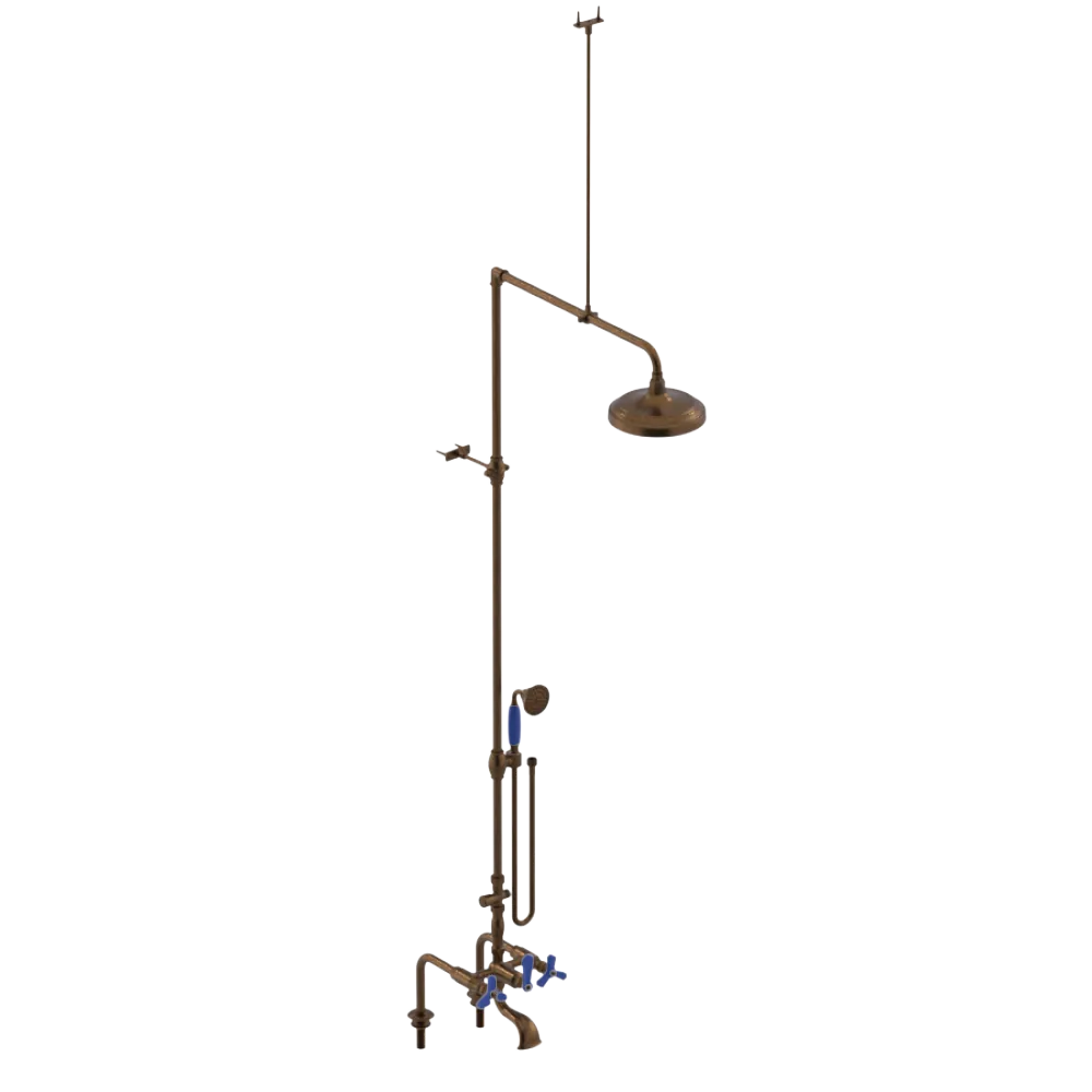 Rubinet Deck Mount Tub & Shower with Hand Held Shower Tuscan Brass