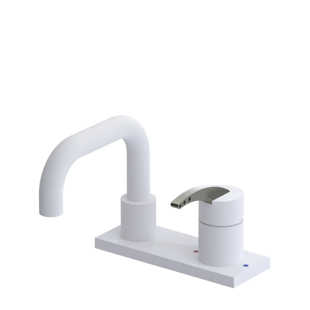 Rubinet 4" Centre Single Control Lav. Set. with Genesis spout (less drain) Matt White