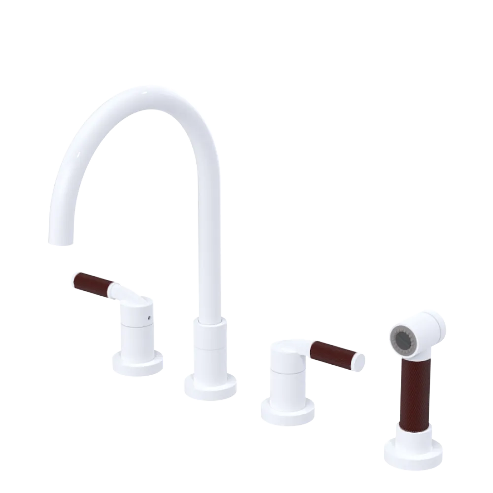 Rubinet Widespread Kitchen Set with Hand Spray White