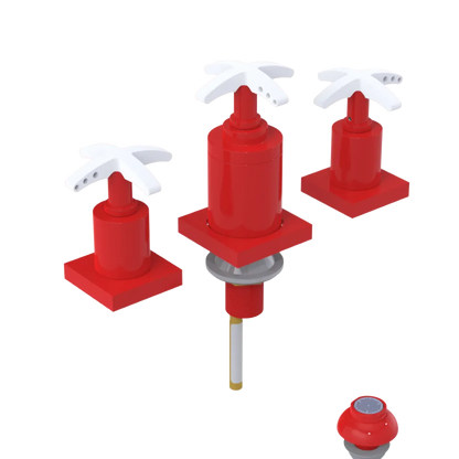 Rubinet Bidet Fitting with Spray, Diverter, and Vacuum Breaker (less drain) Red