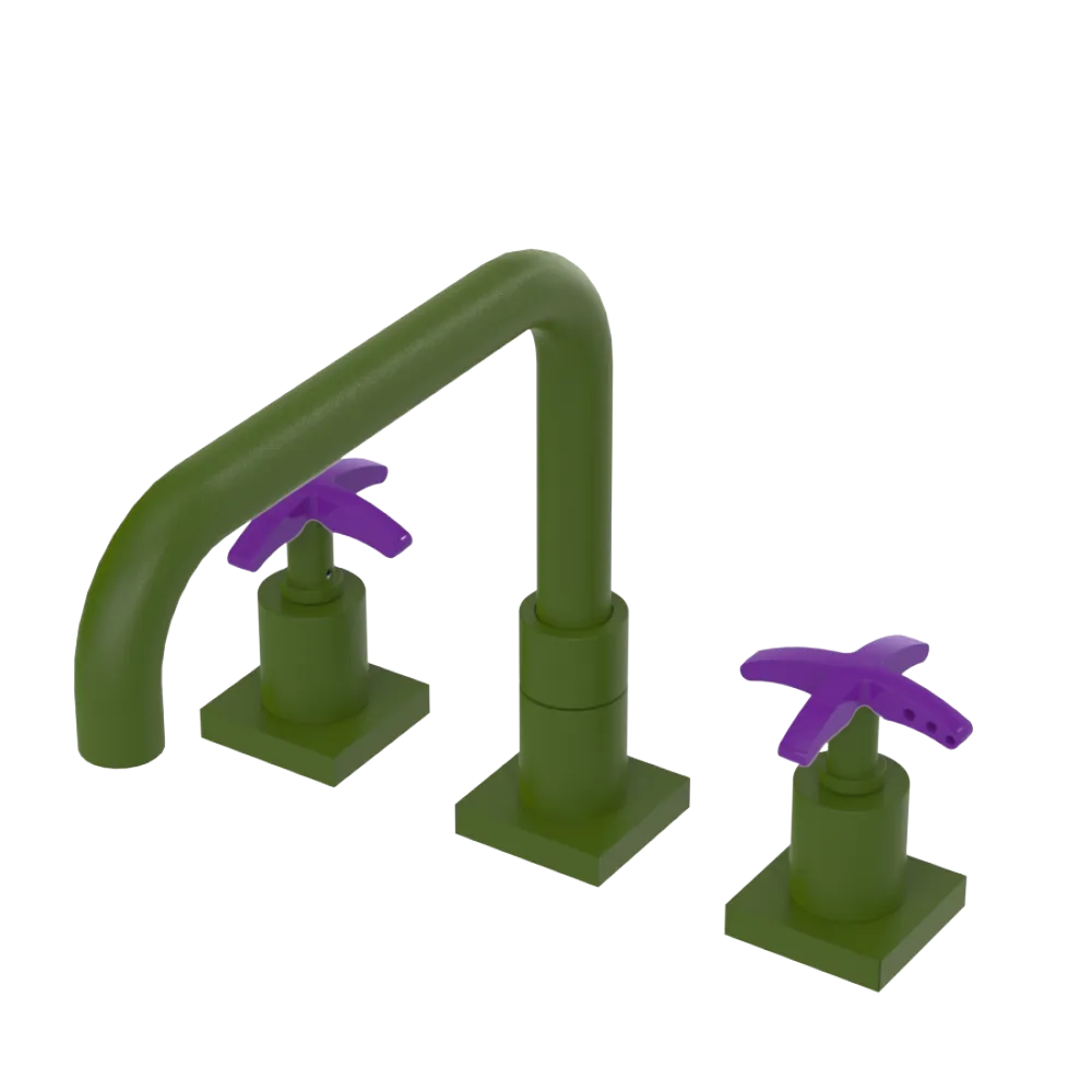 Rubinet Widespread Kitchen Set with Genesis Spout Green Envy