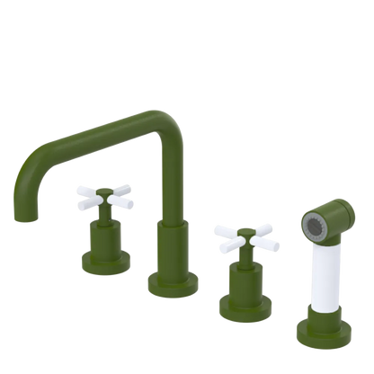 Rubinet Widespread Kitchen Set with Hand Spray Green Envy