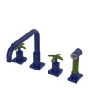 Rubinet Widespread Kitchen Set with Genesis Spout with Hand Spray Midnight Blue