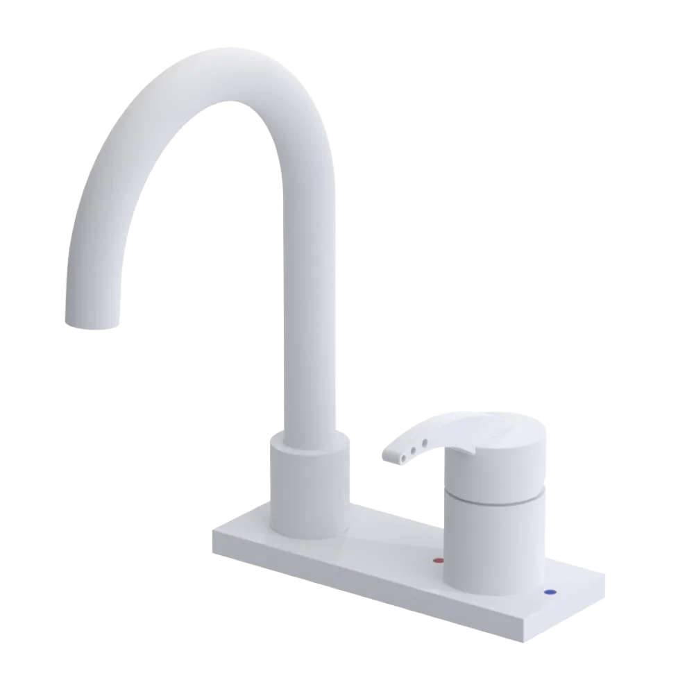 Rubinet 4" Centre Single Control Lav. Set. (less drain) Matt White