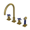 Rubinet Widespread Kitchen Set with Hand Spray Antique Brass Matt