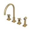 Rubinet Widespread Kitchen Set with Hand Spray Satin Brass