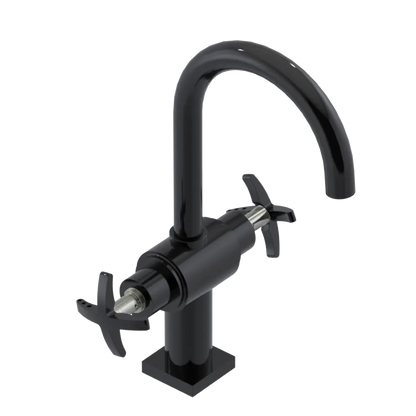 Rubinet Single Hole Dual Handle Lav. Set. (less drain) Black