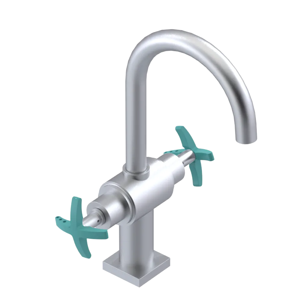 Rubinet Single Hole Dual Handle Lav. Set. (less drain) Satin Chrome