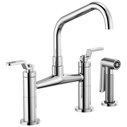 Brizo Bridge Faucet With Angled Spout And Industrial Handle