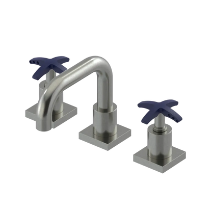 Rubinet Widespread Lav. Set. with Genesis spout (less drain) Satin Nickel
