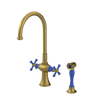 Rubinet Two Handle Single Hole Kitchen Set with Hand Spray Antique Brass Matt