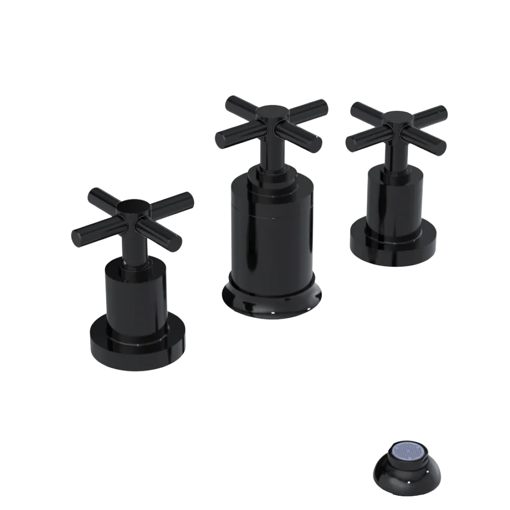 Rubinet Bidet Fitting with Spray, Diverter, and Vacuum Breaker (less drain) Black
