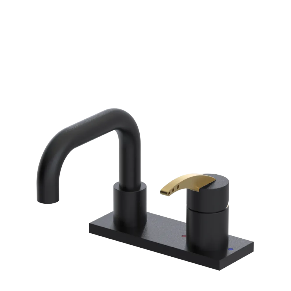 Rubinet 4" Centre Single Control Lav. Set. with Genesis spout (less drain) Matt Black