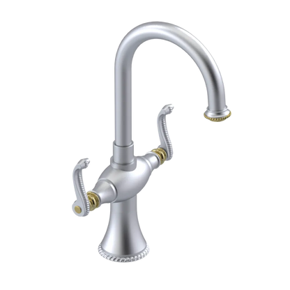 Rubinet Single Hole Dual Handle Lav. Set. (less drain) Satin Chrome
