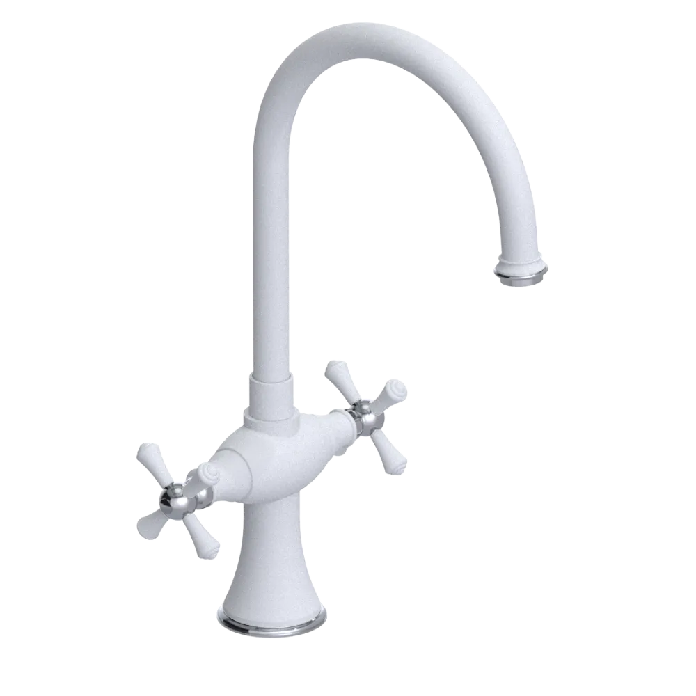 Rubinet Two Handle Single Hole Kitchen Set Matt White