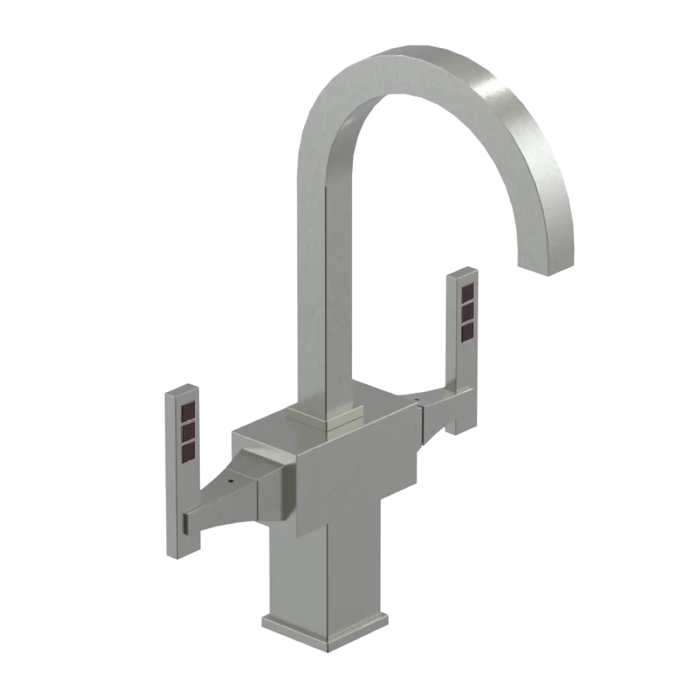 Rubinet Single Hole Dual Handle Lav. Set. (less drain) Satin Nickel