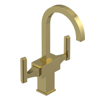 Rubinet Single Hole Dual Handle Lav. Set. (less drain) Natural Brass