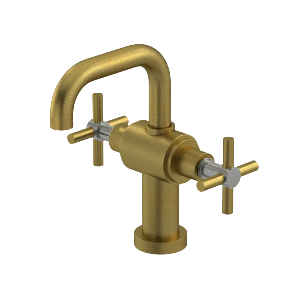 Rubinet Single Hole Dual Handle Lav. Set. (less drain) Antique Brass Matt