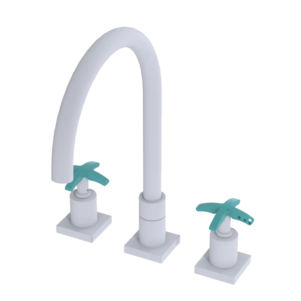 Rubinet Widespread Kitchen Set Matt White