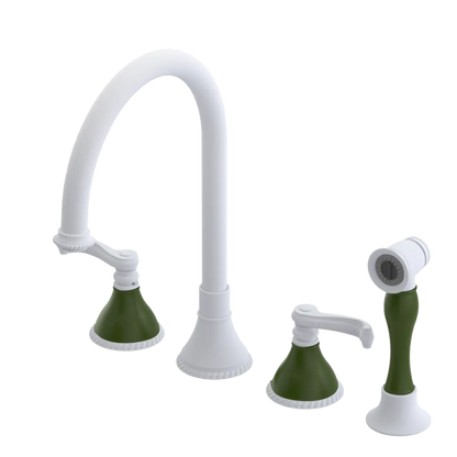 Rubinet Widespread Kitchen Set with Hand Spray Matt White