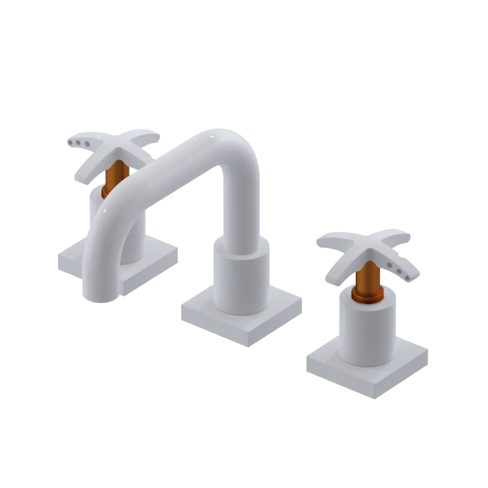 Rubinet Widespread Lav. Set. with Genesis spout (less drain) White