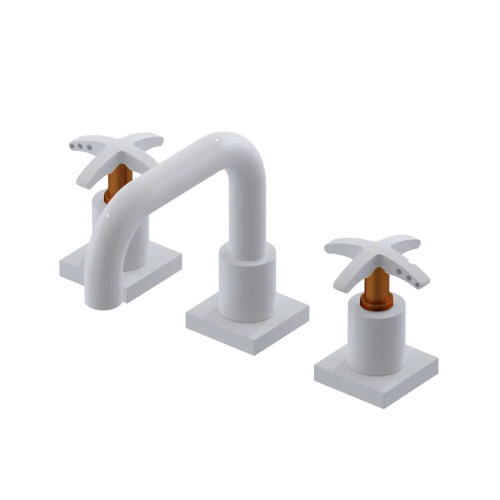 Rubinet Widespread Lav. Set. with Genesis spout (less drain) White