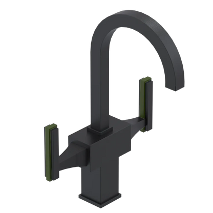 Rubinet Single Hole Dual Handle Lav. Set. (less drain) Matt Black