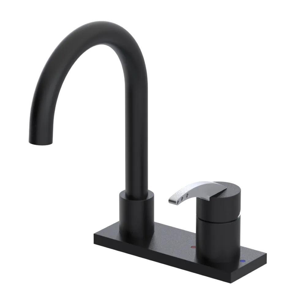 Rubinet 4" Centre Single Control Lav. Set. (less drain) Matt Black