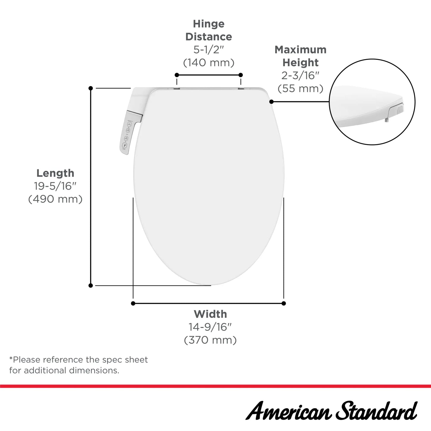 American Standard AquaWash® Slim Non-Electric SpaLet® Bidet Seat With Manual Operation